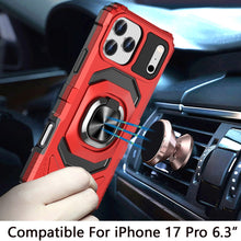 For iPhone 17 PRO Case Shockproof Dual Layer with Metal Stand + Tempered Glass
