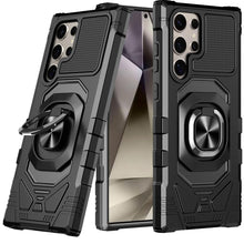 For Samsung S25 Ultra Case Shockproof 2 Layer Magnetic Ringstand +Tempered Glass