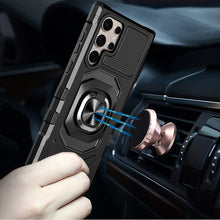 For Samsung S25 Ultra Case Shockproof 2 Layer Magnetic Ringstand +Tempered Glass