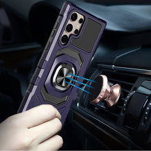 For Samsung S25 Ultra Case Shockproof 2 Layer Magnetic Ringstand +Tempered Glass