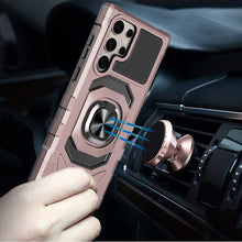 For Samsung S25 Ultra Case Shockproof 2 Layer Magnetic Ringstand +Tempered Glass