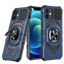 For iPhone 12/12 Pro Case Shockproof Dual Layer with Ring Stand + Tempered Glass