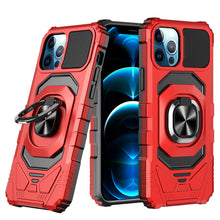 For iPhone 15 PLUS Case Dual Layer Magnetic Ring Stand Cover + 2 Tempered Glass