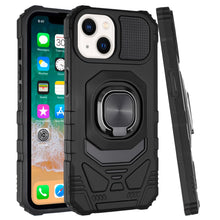 For iPhone 15 Case Shockproof Dual Layer Magnetic RingStand + 2 Tempered Glass