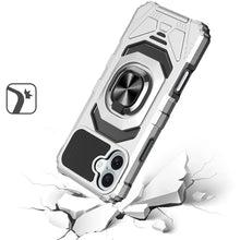 For iPhone 16 6.1inch Case Dual Layer Magnetic Ring Stand Cover + Tempered Glass