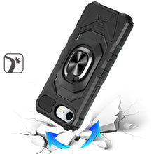For iPhone 16e Case Shockproof Dual Layer Magnetic Ring Stand + Tempered Glass