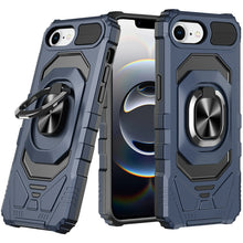 For iPhone 16e Case Shockproof Dual Layer Magnetic Ring Stand + Tempered Glass