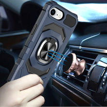 For iPhone 16e Case Shockproof Dual Layer Magnetic Ring Stand + Tempered Glass