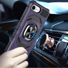 For iPhone 16e Case Shockproof Dual Layer Magnetic Ring Stand + Tempered Glass