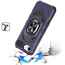 For iPhone 16e Case Shockproof Dual Layer Magnetic Ring Stand + Tempered Glass
