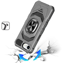 For iPhone 16e Case Shockproof Dual Layer Magnetic Ring Stand + Tempered Glass