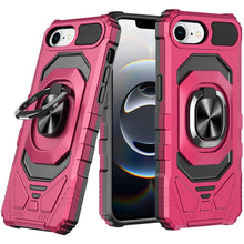 For iPhone 16e Case Shockproof Dual Layer Magnetic Ring Stand + Tempered Glass
