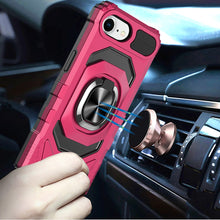 For iPhone 16e Case Shockproof Dual Layer Magnetic Ring Stand + Tempered Glass