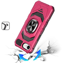 For iPhone 16e Case Shockproof Dual Layer Magnetic Ring Stand + Tempered Glass