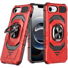 For iPhone 16e Case Shockproof Dual Layer Magnetic Ring Stand + Tempered Glass