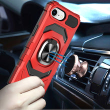 For iPhone 16e Case Shockproof Dual Layer Magnetic Ring Stand + Tempered Glass