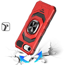 For iPhone 16e Case Shockproof Dual Layer Magnetic Ring Stand + Tempered Glass