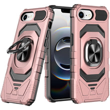 For iPhone 16e Case Shockproof Dual Layer Magnetic Ring Stand + Tempered Glass