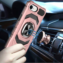 For iPhone 16e Case Shockproof Dual Layer Magnetic Ring Stand + Tempered Glass
