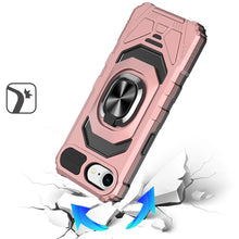 For iPhone 16e Case Shockproof Dual Layer Magnetic Ring Stand + Tempered Glass