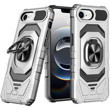 For iPhone 16e Case Shockproof Dual Layer Magnetic Ring Stand + Tempered Glass