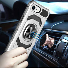 For iPhone 16e Case Shockproof Dual Layer Magnetic Ring Stand + Tempered Glass