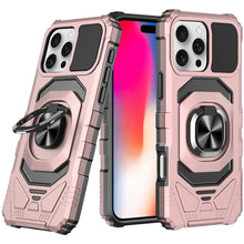 For iPhone 16 6.1inch Case Dual Layer Magnetic Ring Stand Cover + Tempered Glass