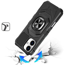 For iPhone 17 Case Shockproof Dual Layer with Metal Ring Stand + Tempered Glass