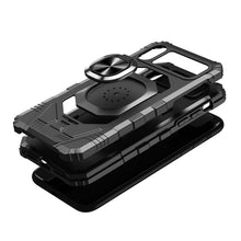 For iPhone XR Case Shockproof Cover Dual Layer with Ring Stand + Tempered Glass