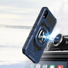 For iPhone XR Case Shockproof Cover Dual Layer with Ring Stand + Tempered Glass