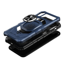 For iPhone XR Case Shockproof Cover Dual Layer with Ring Stand + Tempered Glass