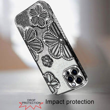 For iPhone 11 Pro Max Case Bling Floral 3D Glitter Phone Cover + Tempered Glass