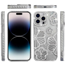For iPhone 14 PRO MAX 6.7 in. Case Bling Floral Rhinestone 3D Glitter Cover