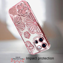 For Moto G 2025 Case Bling Floral 3D Glitter Phone Cover + Tempered Glass