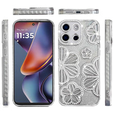 For Moto G 2025/2026/G Play 2026 Case Bling Floral 3D Glitter + Tempered Glass
