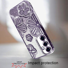 For Samsung A16 5G Case Bling Floral 3D Glitter Phone Cover + Tempered Glass