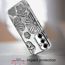 For Samsung A17 5G Case Bling Floral 3D Glitter Phone Cover + Tempered Glass