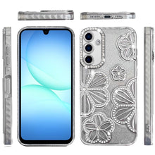 For Samsung A17 5G Case Bling Floral 3D Glitter Phone Cover + Tempered Glass