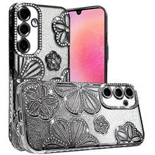 For Samsung A26 5G Case Bling Floral 3D Glitter Phone Cover + Tempered Glass