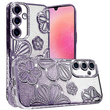 For Samsung A26 5G Case Bling Floral 3D Glitter Phone Cover + Tempered Glass