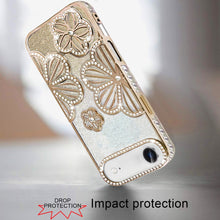For iPhone Air Case Bling Floral 3D Glitter TPU Phone Cover + Tempered Glass