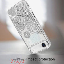 For iPhone Air Case Bling Floral 3D Glitter TPU Phone Cover + Tempered Glass