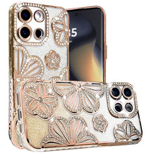 For Motorola Edge 2025 Case Bling Floral 3D Glitter Rhinestone Phone Cover