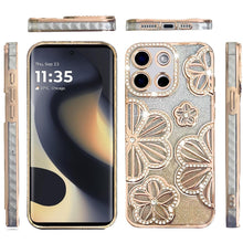 For Motorola Edge 2025 Case Bling Floral 3D Glitter Rhinestone Phone Cover