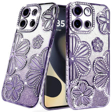 For Motorola Edge 2025 Case Bling Floral 3D Glitter Rhinestone Phone Cover