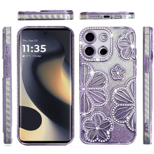 For Motorola Edge 2025 Case Bling Floral 3D Glitter Rhinestone Phone Cover