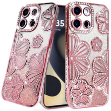 For Motorola Edge 2025 Case Bling Floral 3D Glitter Rhinestone Phone Cover