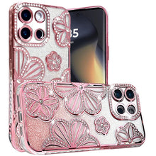 For Motorola Edge 2025 Case Bling Floral 3D Glitter Rhinestone Phone Cover