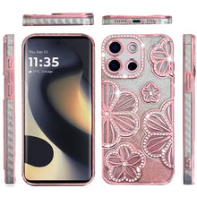 For Motorola Edge 2025 Case Bling Floral 3D Glitter Rhinestone Phone Cover