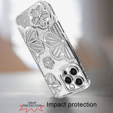 For iPhone 16 PRO MAX Case Bling Floral 3D Glitter Phone Cover + Tempered Glass